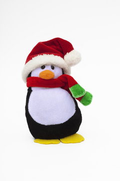 Penguin decoration in Santa hat