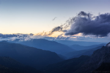 the sun went down in the mountains