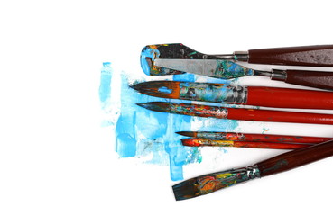 Obraz premium concept brush and paint scratch isolated on white
