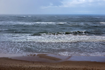 View of the Baltic Sea before the storm in the winter.