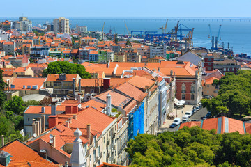 Fototapeta na wymiar Sea port in Lisbon, Portugal.