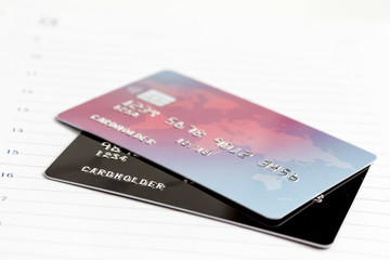 Credit cards close up - online shopping