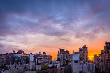 Evening view of Manhattan cityscape.