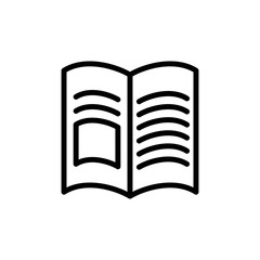 thin line book, magazine icon on white background