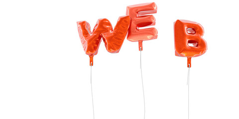 WEB - word made from red foil balloons - 3D rendered.  Can be used for an online banner ad or a print postcard.
