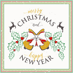 Vector illustration of Merry Christmas and Happy New Year