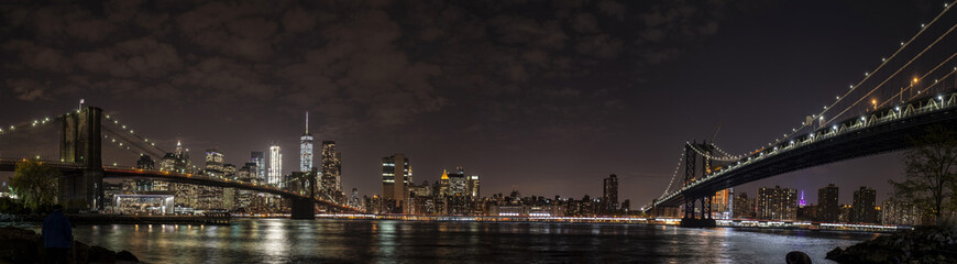 Fototapeta na wymiar Night panorama of brooklyn bridge