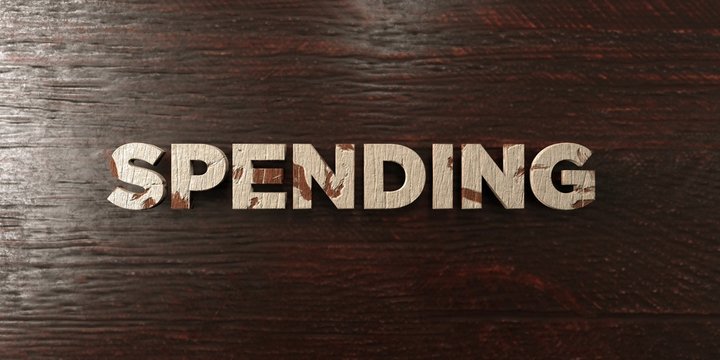 Spending - grungy wooden headline on Maple  - 3D rendered royalty free stock image. This image can be used for an online website banner ad or a print postcard.