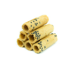 Coconut roll with black sesame Thai snack isolated on white back