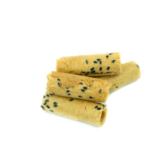 Coconut roll with black sesame Thai snack isolated on white back