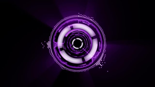 sci-fi animated interface. different shapes are rotating on black background