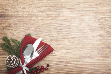 Christmas Meal Table Setting Background