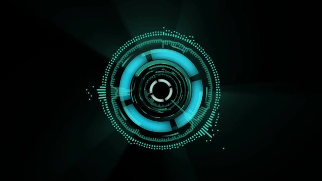 sci-fi animated interface. different shapes are rotating on black background