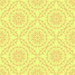Fototapeta premium Yellow Ornamental Seamless Line Pattern. Endless Texture. Oriental Geometric Ornament