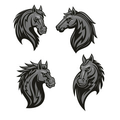 Black horse head mascot with tribal ornament