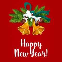 Holiday tree with bell and ribbon