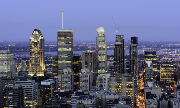 Montreal Downtown At Dusk, Canada