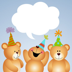 Background teddy bears with comic balloon
