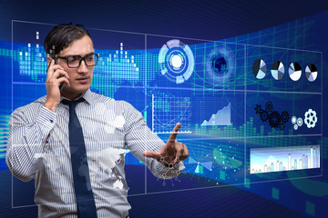 Businessman in online stock trading business concept