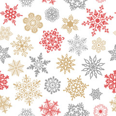 Snowflakes seamless pattern for Christmas packaging, textiles, wallpaper vector illustration.