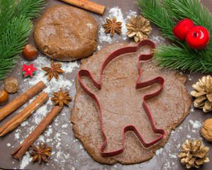 Cooking Christmas cookies gingerbread.
