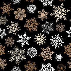 Snowflakes seamless pattern for Christmas packaging, textiles, wallpaper vector illustration.