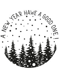 New year vintage emblem. logotype template with christmas tourism. outdoor activity symbol  ink stamp texture