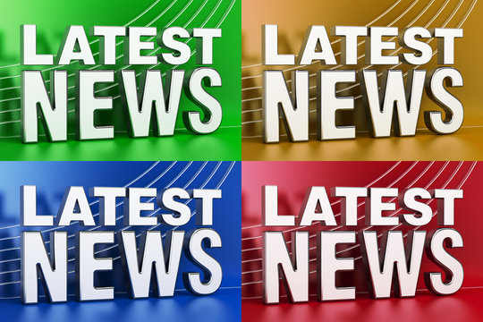 set of Latest News screens with colored background, 3D rendering