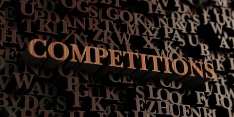 Competitions - Wooden 3D rendered letters/message.  Can be used for an online banner ad or a print postcard.