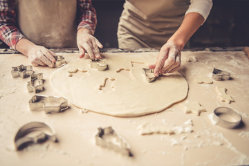 Mom and daughter baking