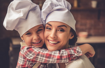 Mom and daughter baking