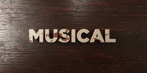 Musical - grungy wooden headline on Maple  - 3D rendered royalty free stock image. This image can be used for an online website banner ad or a print postcard.