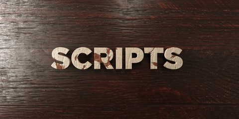 Scripts - grungy wooden headline on Maple  - 3D rendered royalty free stock image. This image can be used for an online website banner ad or a print postcard.