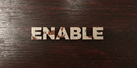 Enable - grungy wooden headline on Maple  - 3D rendered royalty free stock image. This image can be used for an online website banner ad or a print postcard.