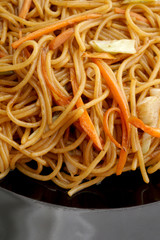 Chinese food. Spaghetti with vegetables