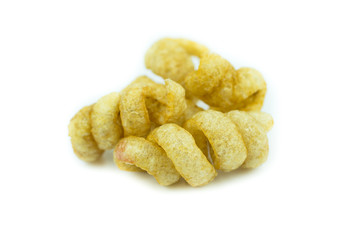 Pile of pork rind isolated on white background