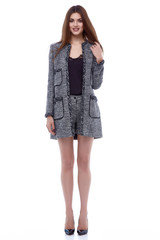 White background studio beautiful woman lady spring autumn