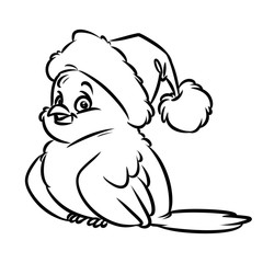 Bird Santa Winter Coloring Pages cartoon illustration  animal character 