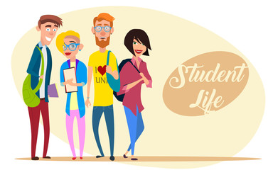 Vector set of happy students.