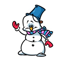 Snowman Hello! cartoon illustration isolated image character
