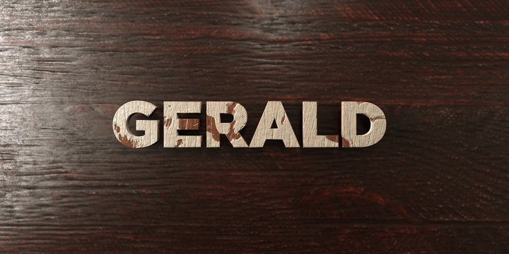 Gerald - grungy wooden headline on Maple  - 3D rendered royalty free stock image. This image can be used for an online website banner ad or a print postcard.