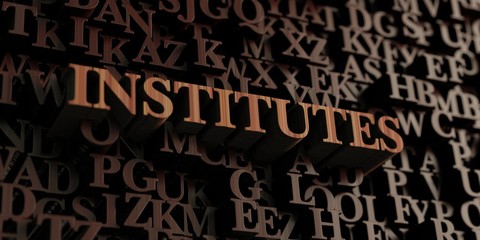 Institutes - Wooden 3D rendered letters/message.  Can be used for an online banner ad or a print postcard.