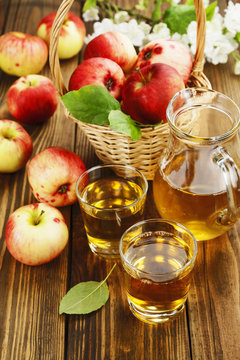 Fresh apple juice in the glass