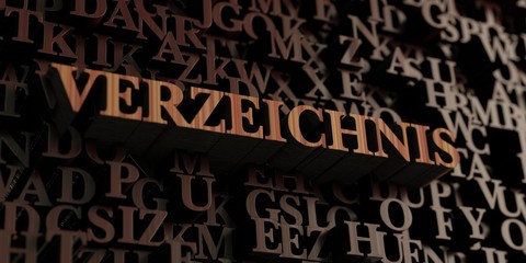 Verzeichnis - Wooden 3D rendered letters/message.  Can be used for an online banner ad or a print postcard.