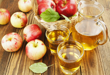 Fresh apple juice in the glass