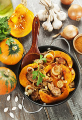 Pumpkin baked with meat