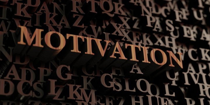 Motivation - Wooden 3D rendered letters/message.  Can be used for an online banner ad or a print postcard.