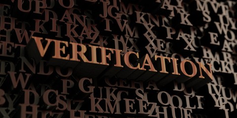 Verification - Wooden 3D rendered letters/message.  Can be used for an online banner ad or a print postcard.