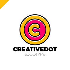 letter c creative circle icon logo dot