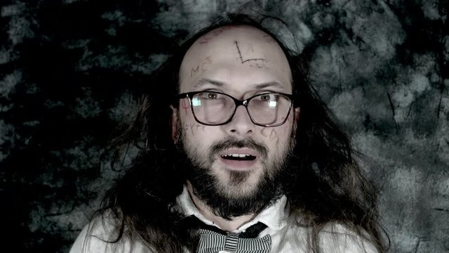 4k Crazy Professor Science Man Dropping his Glasses on